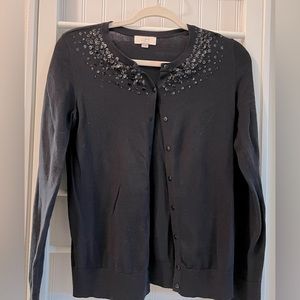 Ann Taylor Loft- sequin black cardigan with 3/4 sleeves